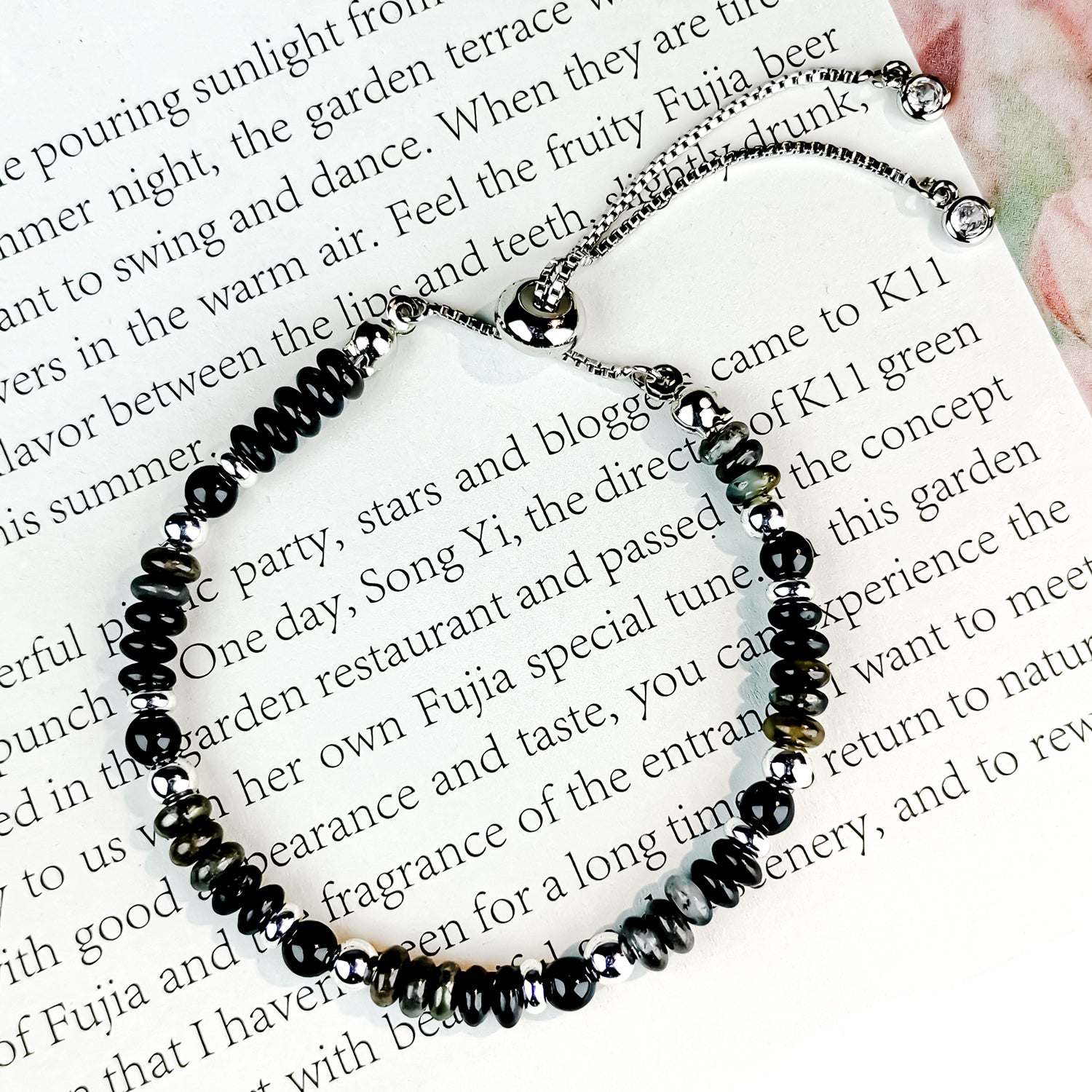 Timeless Elegance Modern Minimalist Black Onyx and Silver Bracelet - Bless4Happy Handmade Bracelet 