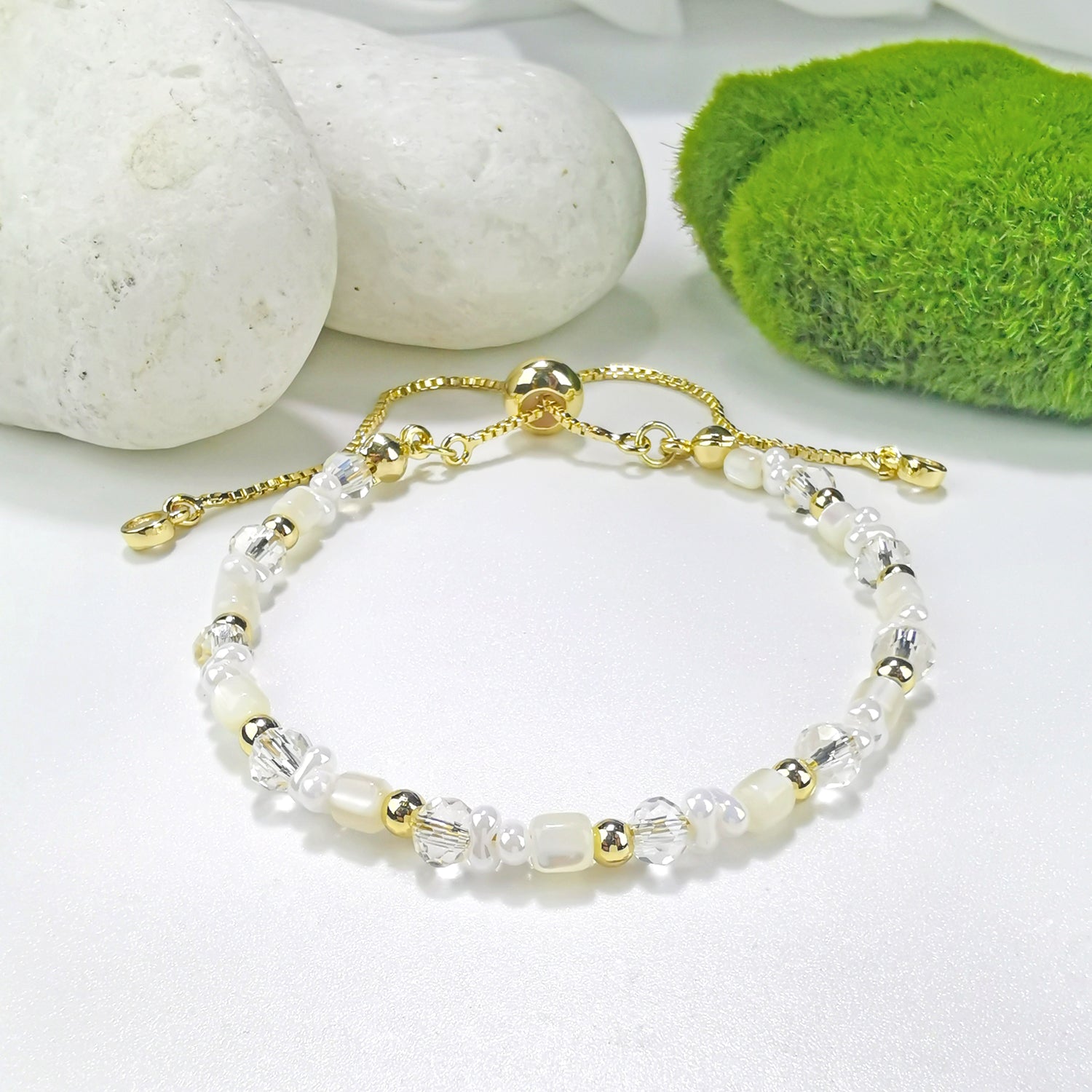Purity Dawn Shine Dewdrop Milk Adjustable Charm Bracelet - Bless4Happy Handmade Charm Bracelet