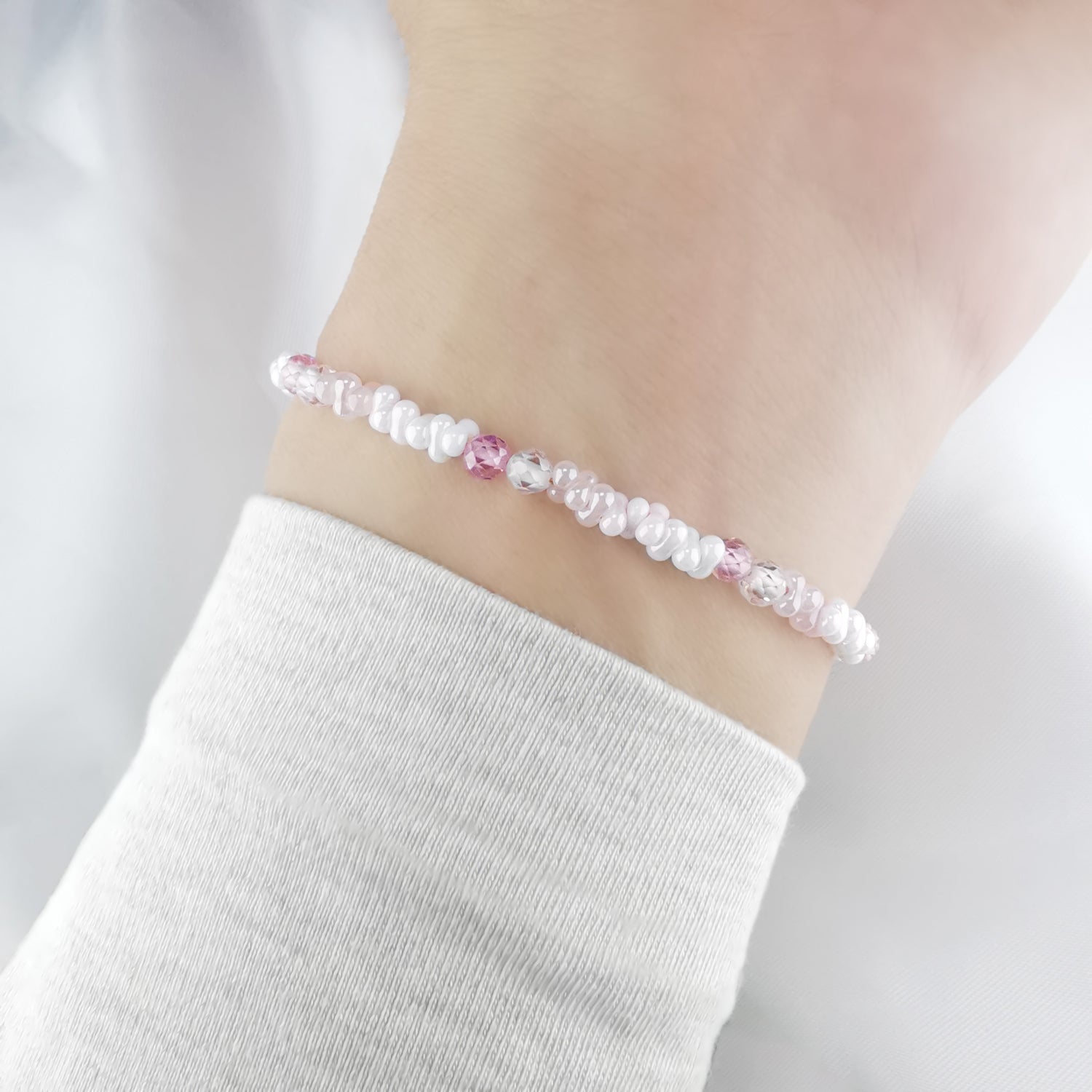 Sweet Hermosa Pink Engagement Blush Crystal Adjustable Charm Bracelet - Bless4Happy Handmade Charm Bracelet