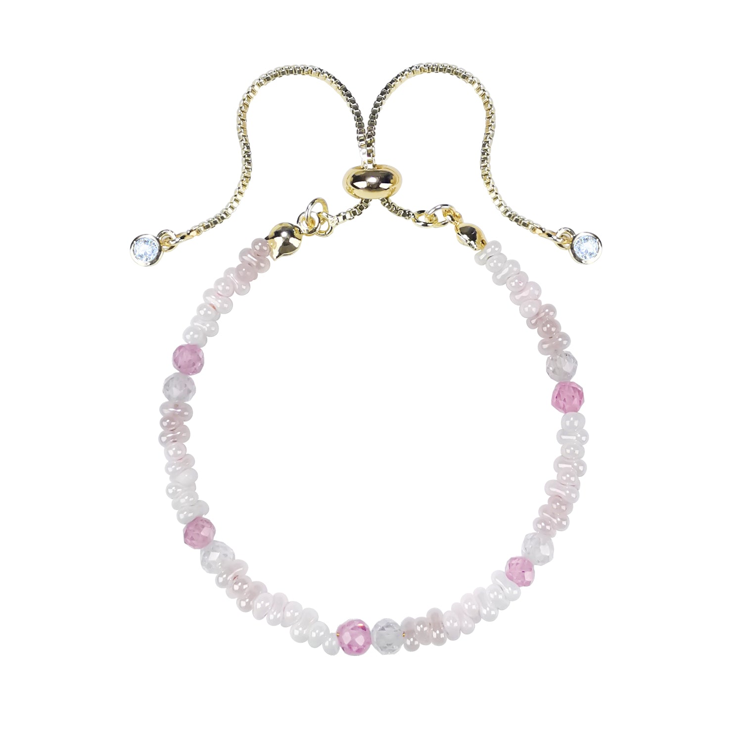 Sweet Hermosa Pink Engagement Blush Crystal Adjustable Charm Bracelet - Bless4Happy Handmade Charm Bracelet