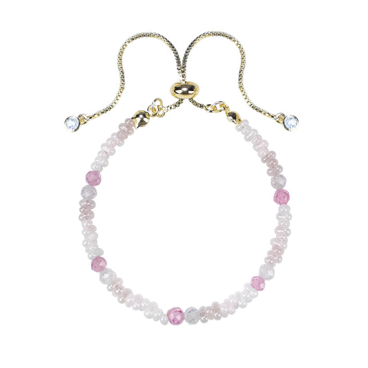 Sweet Hermosa Pink Engagement Blush Crystal Adjustable Charm Bracelet - Bless4Happy Handmade Charm Bracelet
