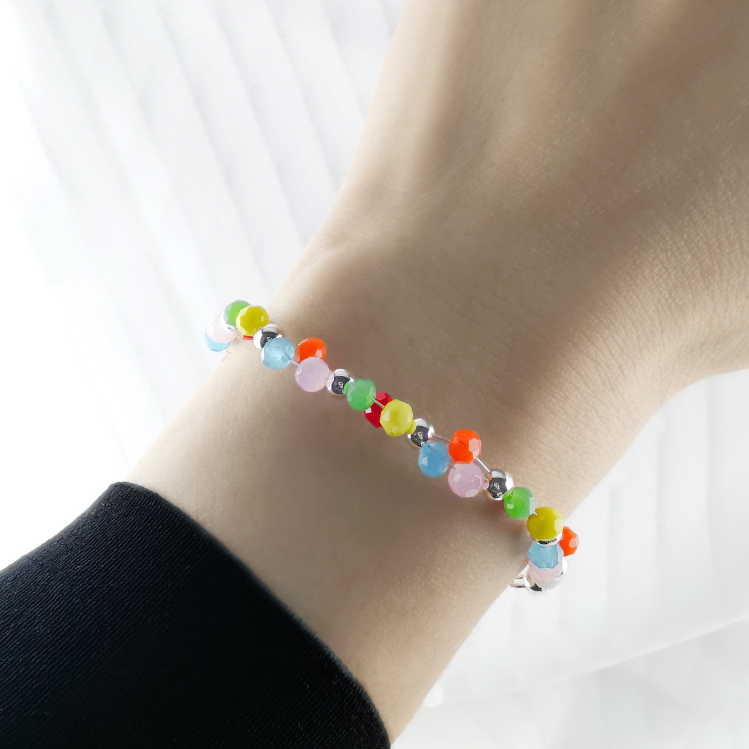 Sugar Rush Sprinkle Cotton Candy Gemstone Charm Bracelet - Bless4Happy Handmade Charm Bracelet
