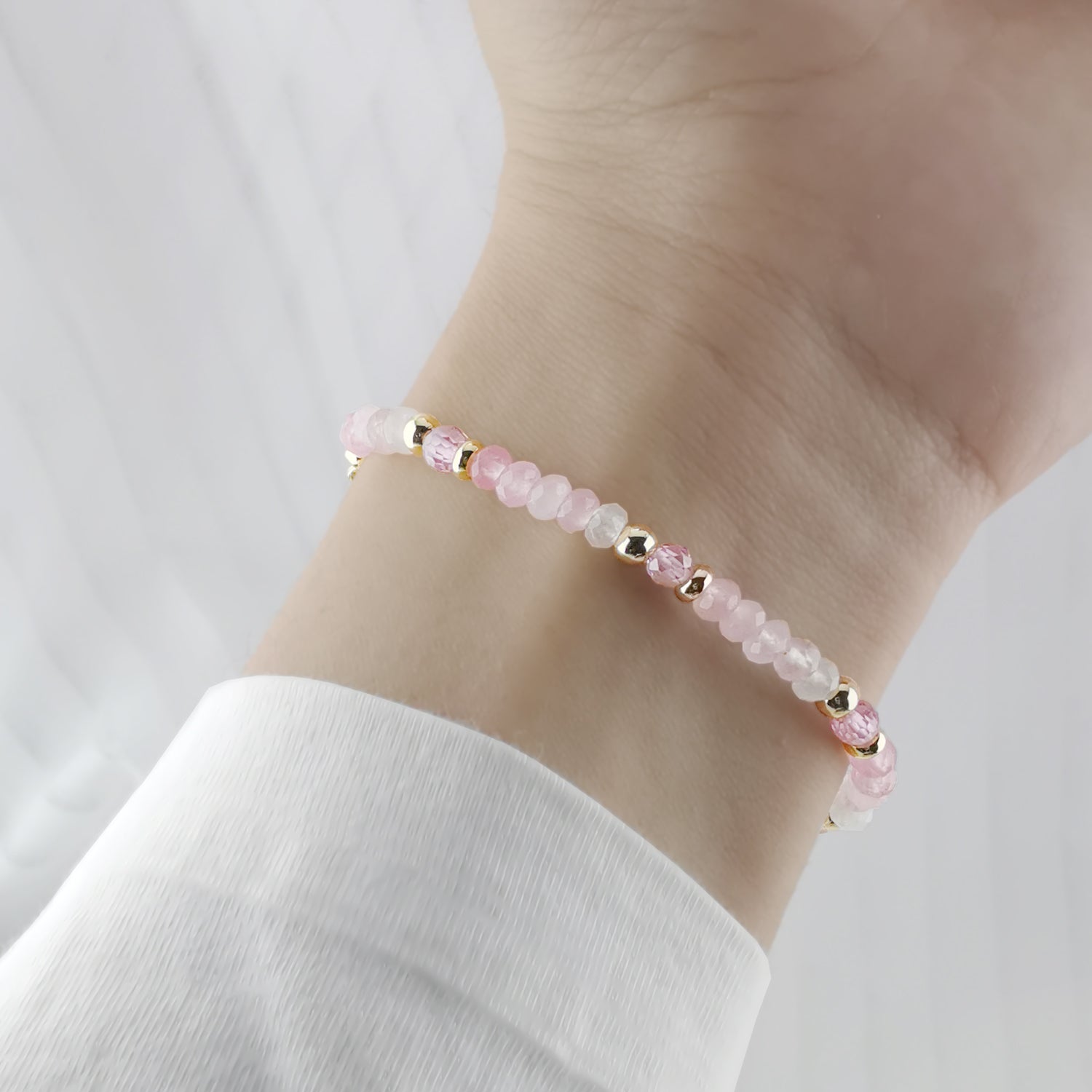 Sweetheart Feminine Flair Beauty Paradise Delicate Pinky Rose Quartz Bracelet - Bless4Happy Handmade Bracelet