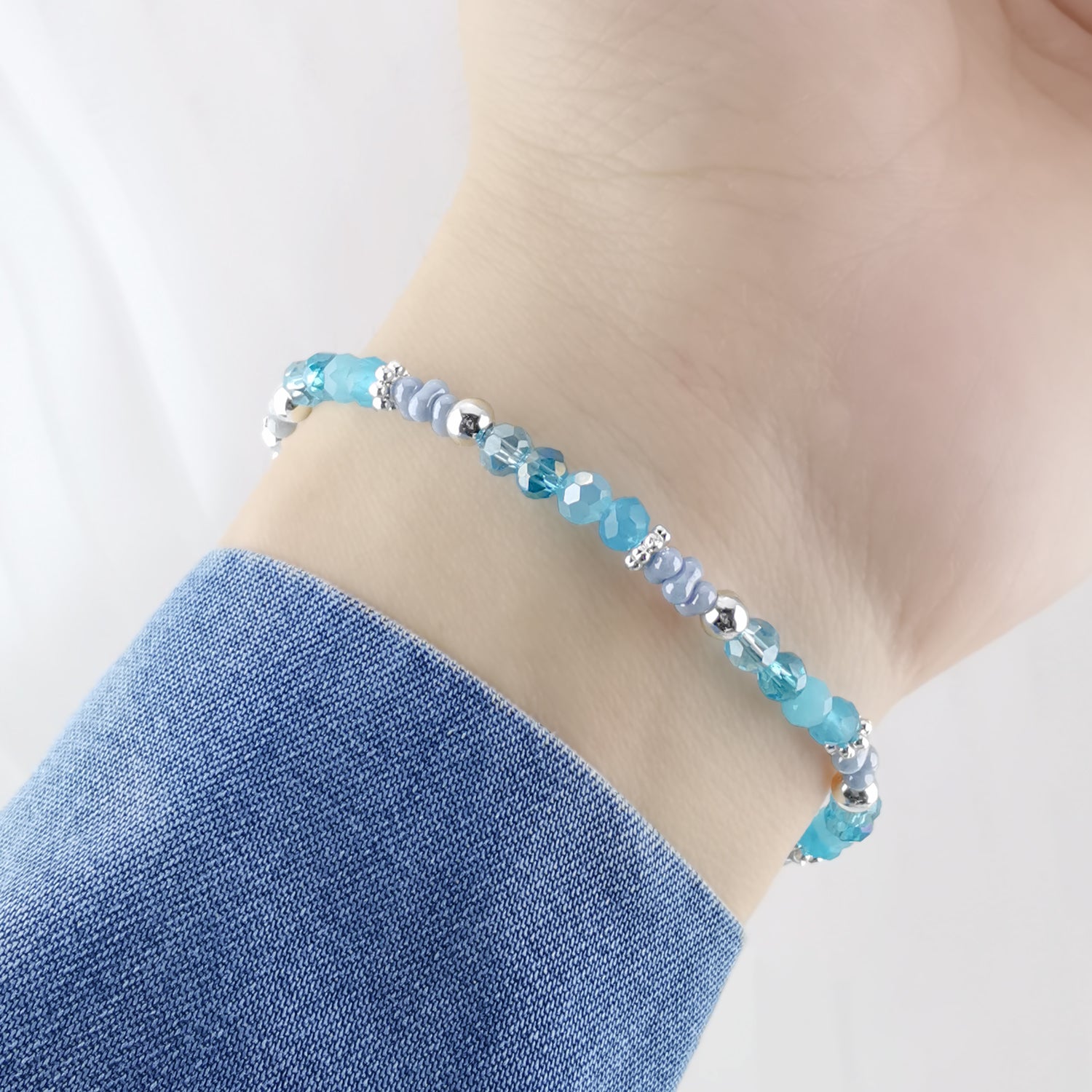 Watery Wonder Nymph Sandy Toes Blue Crystal Gemstone - Bless4Happy Handmade Bracelet