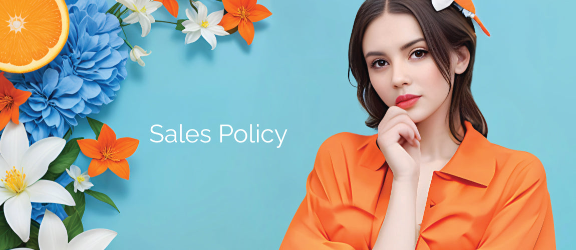 Smiling model wearing a bright orange top and blue jeans. Explore Bless4Happy's Promotion & Coupon FAQs and Sales-Policy for amazing deals!