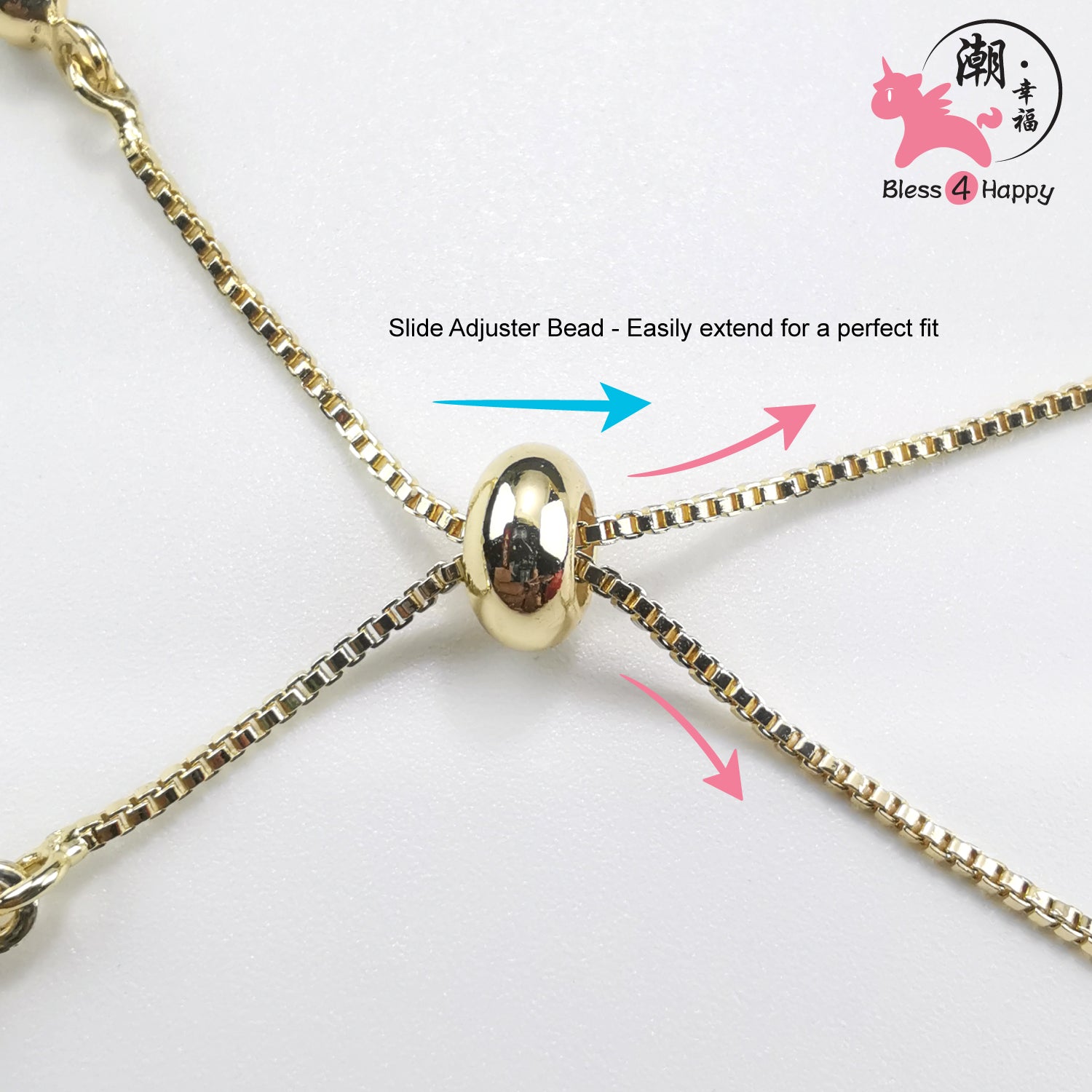 Sweet Hermosa Pink Engagement Blush Crystal Adjustable Charm Bracelet - Bless4Happy Handmade Charm Bracelet
